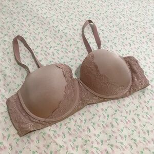 Triumph Wired Lace Bra 40B/40C Rose Mauve Pink Bow